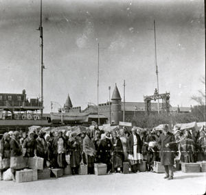 Polakker på havnen i Gedser, 1925. Foto: Museum Lolland Falster